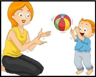 Illustration of a Mother Playing with Her Son